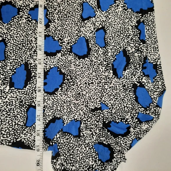Diane Von Furstenberg Sz 12 Blue Leopard Jersey Knit Mini Dress 3/4 Sleeve - Picture 10 of 12
